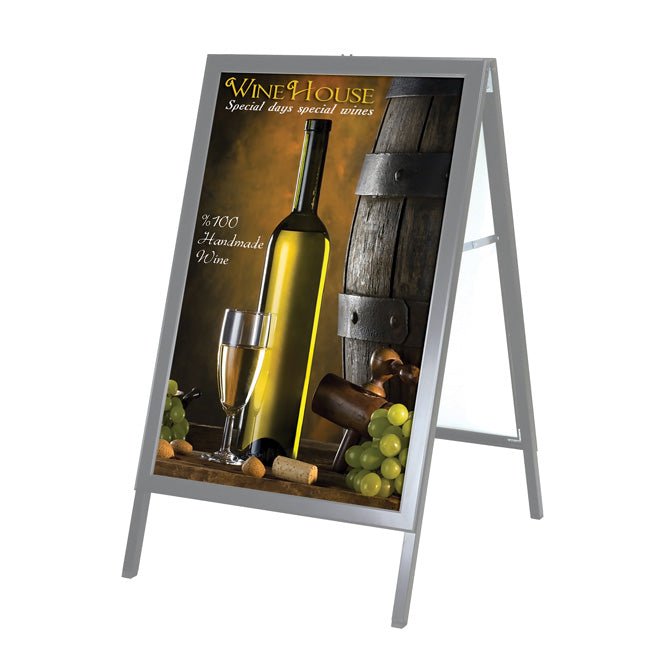 22" x 28" Slide-In A-Frame Sidewalk Sign, Silver - Braeside Displays