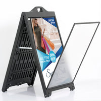 24x36" Black A-Frame Sidewalk Sign w/ Lens Cover - Double Sided Portable Folding Display for Restaurants & Cafes - Street SignPro Curb Advertising