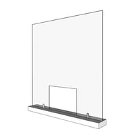 30" Square Sneeze Guard, Protective Barrier Safety Shield, with Wood Base - Braeside Displays