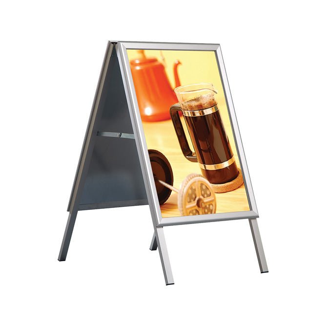 30" x 40" Aluminum A-Frame Sidewalk Sign, Silver with Snap Frame - Braeside Displays