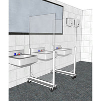 36" x 72" Portable Acrylic Divider with Wood Frame and Locking Casters - Braeside Displays