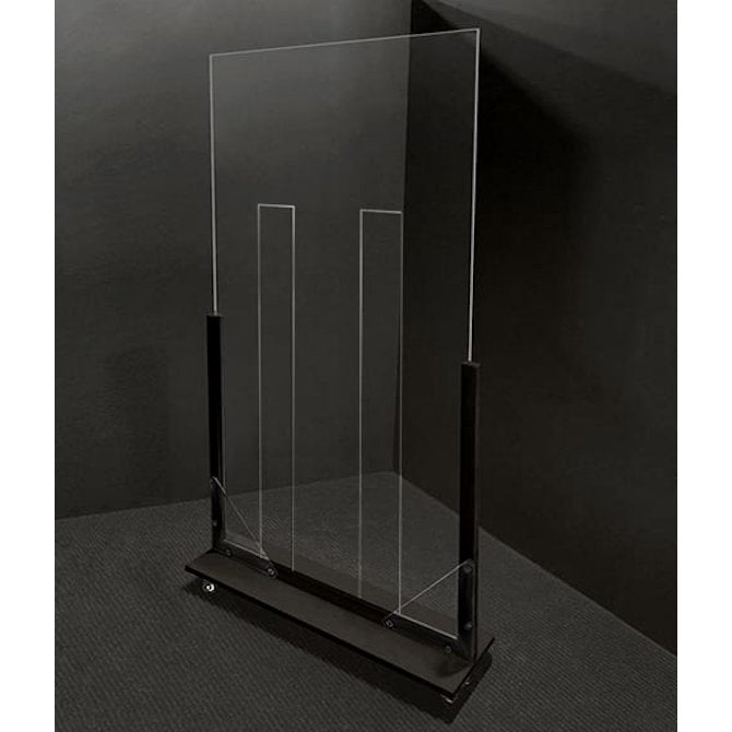 36" x 72" Portable Acrylic Reach-Through Divider with Wood Frame and Locking Casters - Braeside Displays