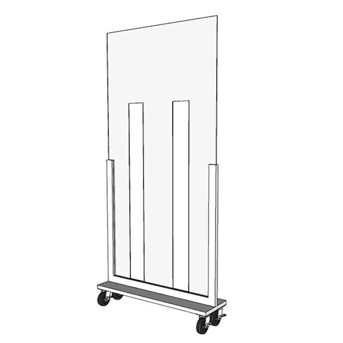 36" x 72" Portable Acrylic Reach-Through Divider with Wood Frame and Locking Casters - Braeside Displays