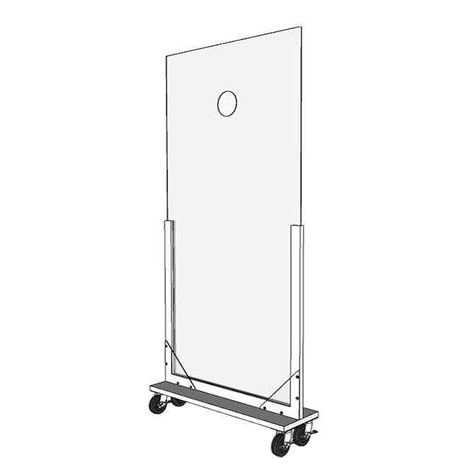 36" x 72" Portable Acrylic Temperature Check Divider with Wood Frame and Locking Casters - Braeside Displays