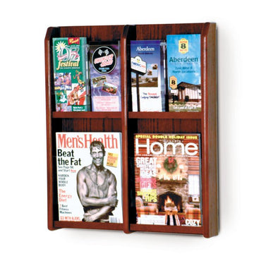 4 POCKET MAGAZINE / 8 POCKET BROCHURE WALL DISPLAY WITH DIVIDERS - Braeside Displays