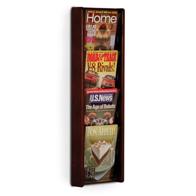 4 POCKET SLANTED VERTICAL MAGAZINE WALL RACK - Braeside Displays