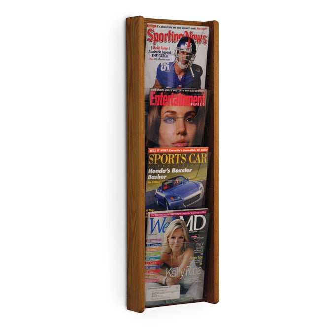 4 POCKET SLANTED VERTICAL MAGAZINE WALL RACK - Braeside Displays