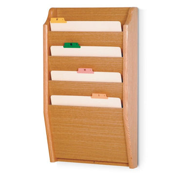 4 POCKET WOODEN WALL MOUNT FILE AND CHART HOLDER - Braeside Displays