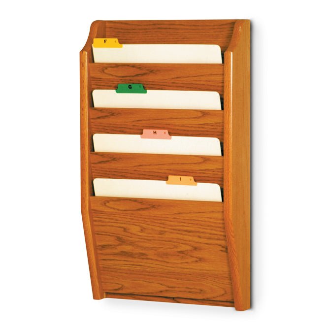 4 POCKET WOODEN WALL MOUNT FILE AND CHART HOLDER - Braeside Displays