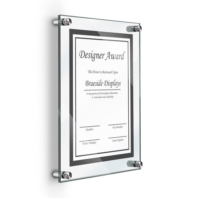 4" X 6" DELUXE ACRYLIC STANDOFF WALL FRAME, CLEAR - Braeside Displays