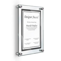 4" X 6" DELUXE ACRYLIC STANDOFF WALL FRAME, CLEAR - Braeside Displays