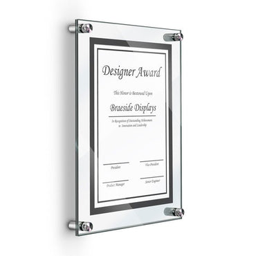 4" X 6" DELUXE ACRYLIC STANDOFF WALL FRAME, CLEAR - Braeside Displays