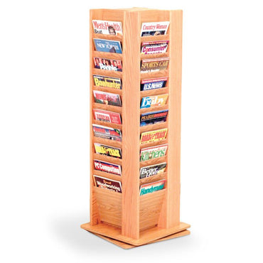 40 POCKET ROTATING WOOD MAGAZINE FLOOR RACK - Braeside Displays