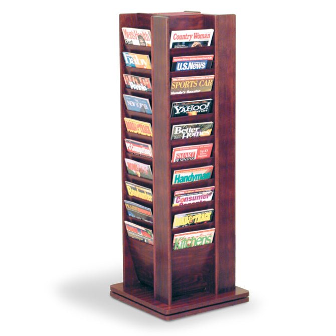 40 POCKET ROTATING WOOD MAGAZINE FLOOR RACK - Braeside Displays