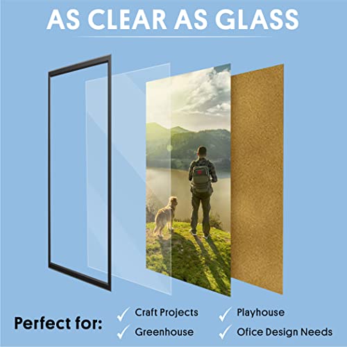 DisplayBug Plexiglass Sheets Pack of 10 – Durable PET Sheet Panels for Poster Frames, Picture Frames, Arts and Crafts Plastic Sheeting – Protective Sheet Barrier Plastic Sheets Made in USA