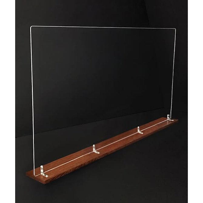 46" x 24" Large Acrylic Sneeze Guard, Protective Divider, with Wood Base - Braeside Displays