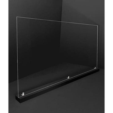 46" x 24" Large Acrylic Sneeze Guard, Protective Divider, with Wood Base - Braeside Displays