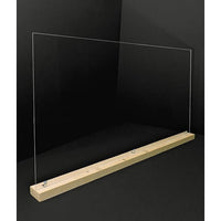 46" x 24" Large Acrylic Sneeze Guard, Protective Divider, with Wood Base - Braeside Displays