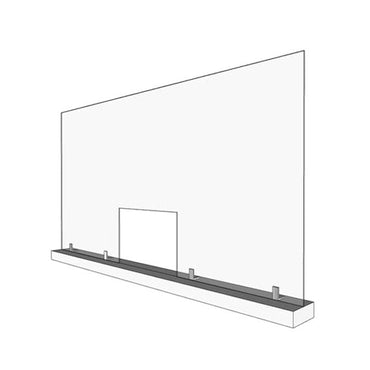 46" x 24" Large Acrylic Sneeze Guard, Protective Divider, with Wood Base - Braeside Displays