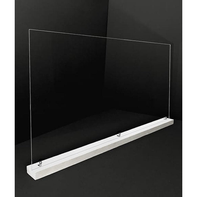 46" x 24" Large Acrylic Sneeze Guard, Protective Divider, with Wood Base - Braeside Displays