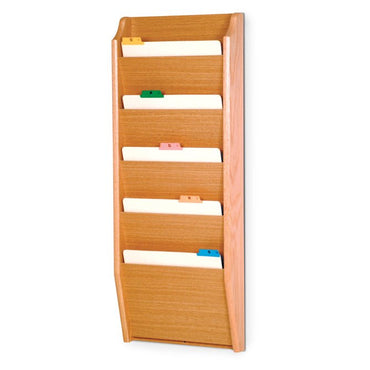 5 POCKET WOODEN WALL MOUNT FILE AND CHART HOLDER - Braeside Displays