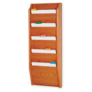 5 POCKET WOODEN WALL MOUNT FILE AND CHART HOLDER - Braeside Displays