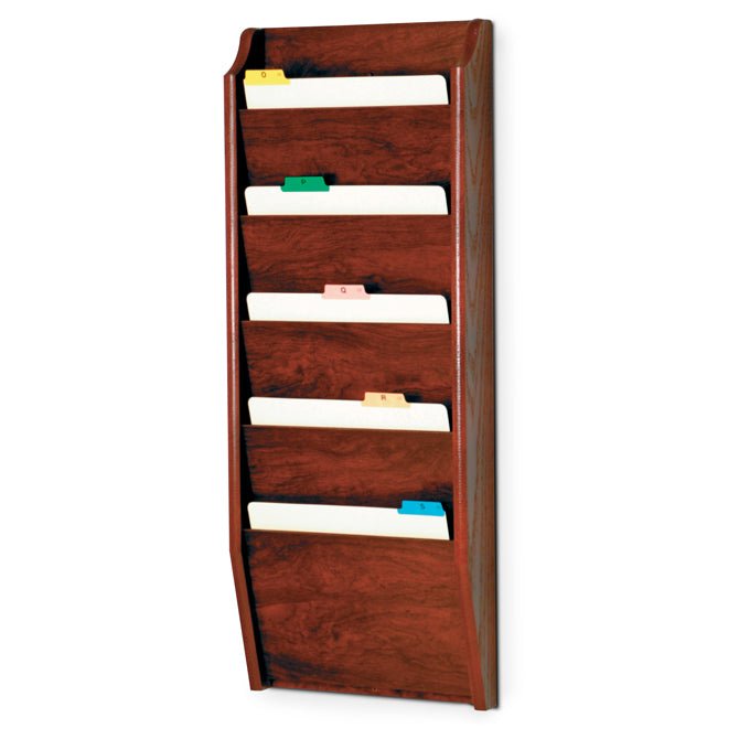 5 POCKET WOODEN WALL MOUNT FILE AND CHART HOLDER - Braeside Displays