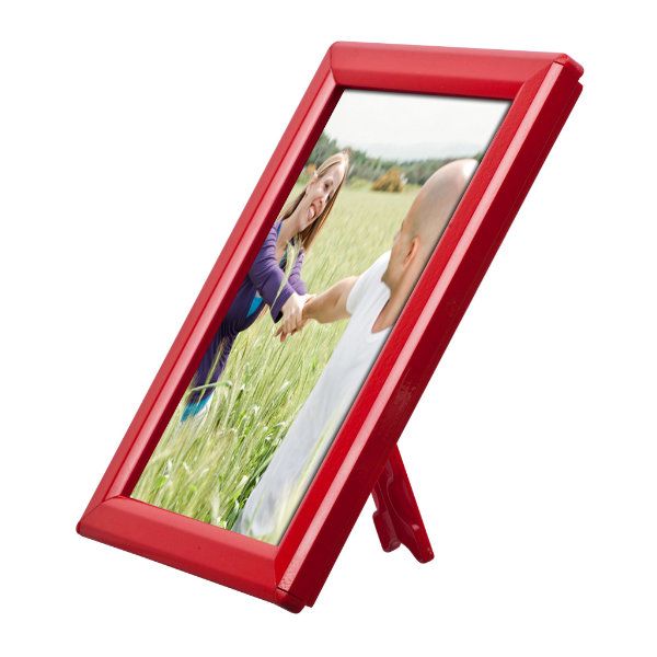 5" X 7" CONVERTIBLE SIGN SNAP FRAME, RED, WITH COUNTER SUPPORT - Braeside Displays