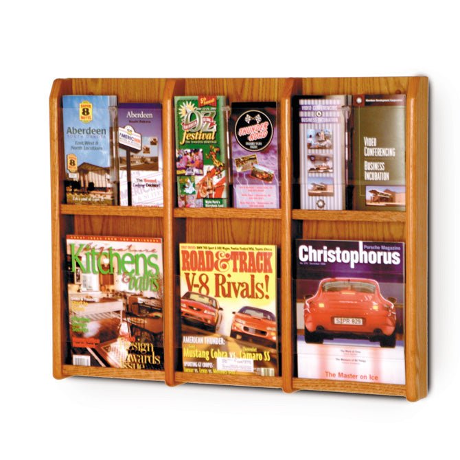 6 POCKET MAGAZINE / 12 POCKET BROCHURE WALL DISPLAY WITH DIVIDERS - Braeside Displays