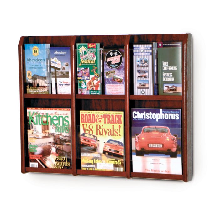 6 POCKET MAGAZINE / 12 POCKET BROCHURE WALL DISPLAY WITH DIVIDERS - Braeside Displays