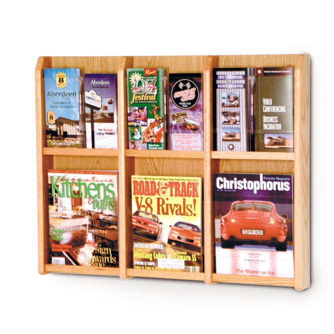 6 POCKET MAGAZINE / 12 POCKET BROCHURE WALL DISPLAY WITH DIVIDERS - Braeside Displays