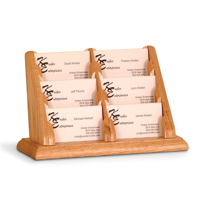 6 POCKET OAK WOOD BUSINESS CARD HOLDER - Braeside Displays