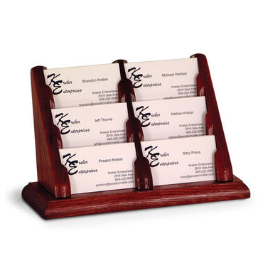 6 POCKET OAK WOOD BUSINESS CARD HOLDER - Braeside Displays