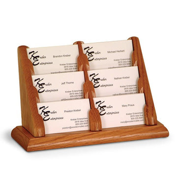 6 POCKET OAK WOOD BUSINESS CARD HOLDER - Braeside Displays