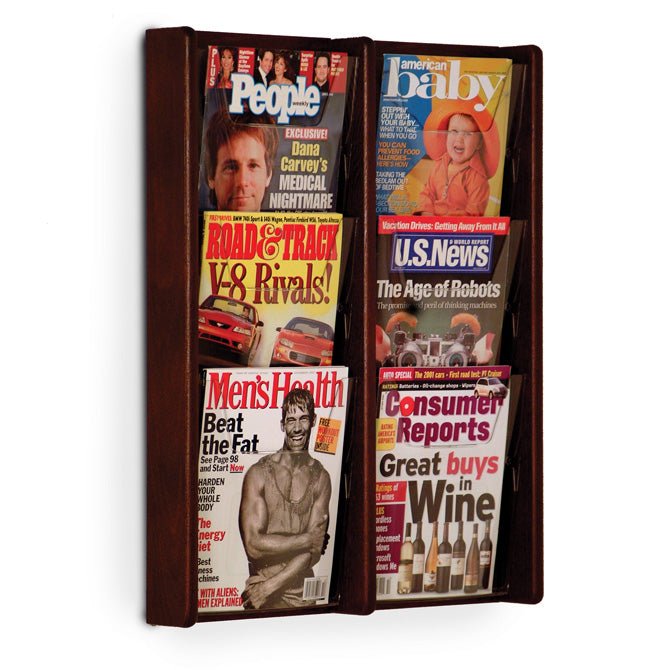 6 POCKET SLANTED MAGAZINE WALL RACK - Braeside Displays