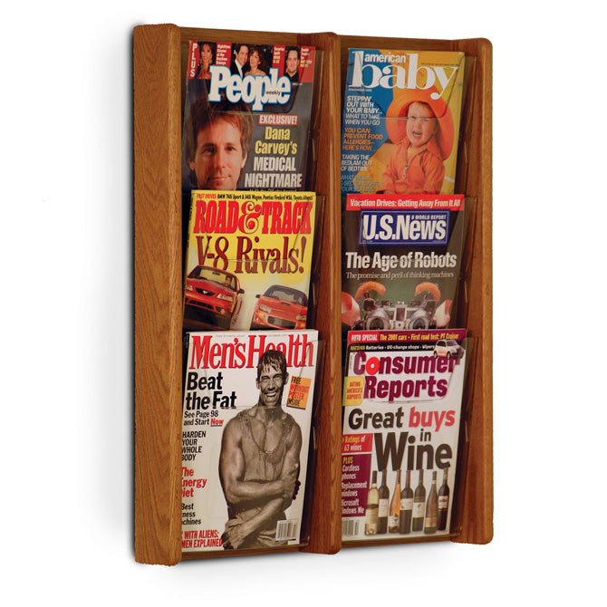 6 POCKET SLANTED MAGAZINE WALL RACK - Braeside Displays