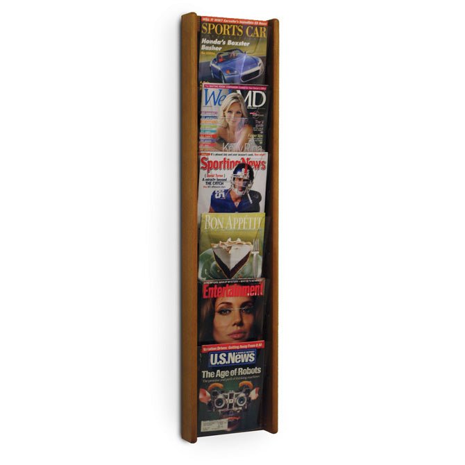 6 POCKET SLANTED VERTICAL MAGAZINE WALL RACK - Braeside Displays