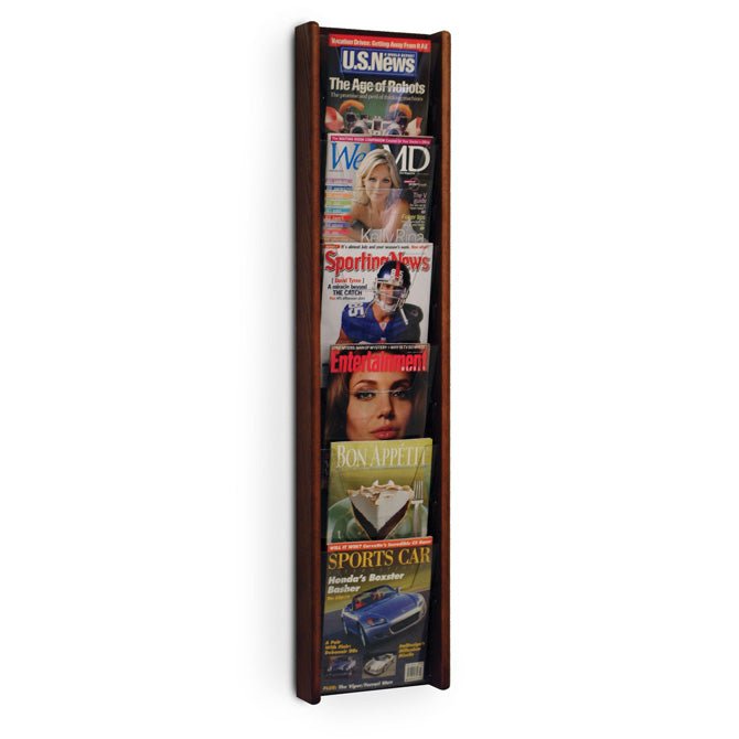 6 POCKET SLANTED VERTICAL MAGAZINE WALL RACK - Braeside Displays