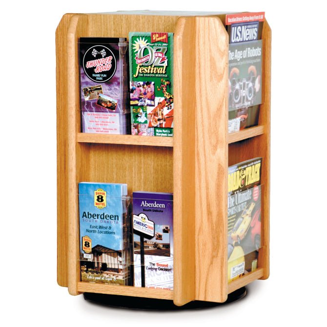 8 POCKET MAGAZINE / 16 POCKET BROCHURE ROTATING WOODEN COUNTER DISPLAY - Braeside Displays