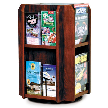 8 POCKET MAGAZINE / 16 POCKET BROCHURE ROTATING WOODEN COUNTER DISPLAY - Braeside Displays