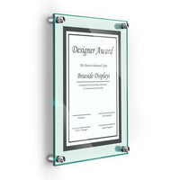 8.5" X 11" DELUXE ACRYLIC STANDOFF WALL FRAME, GREEN - Braeside Displays