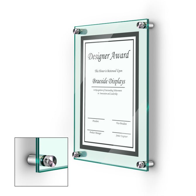 8.5" X 11" DELUXE ACRYLIC STANDOFF WALL FRAME, GREEN - Braeside Displays