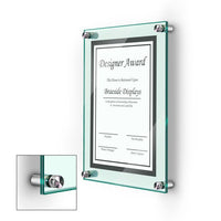 8.5" X 11" DELUXE ACRYLIC STANDOFF WALL FRAME, GREEN - Braeside Displays