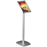 8.5" x 11" Euro-Style Pedestal Sign Stand, Silver - Braeside Displays