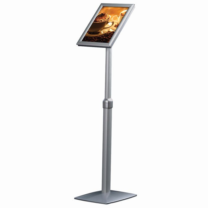 8.5" x 11" Multi-Positional Pedestal Sign Stand, Silver - Braeside Displays