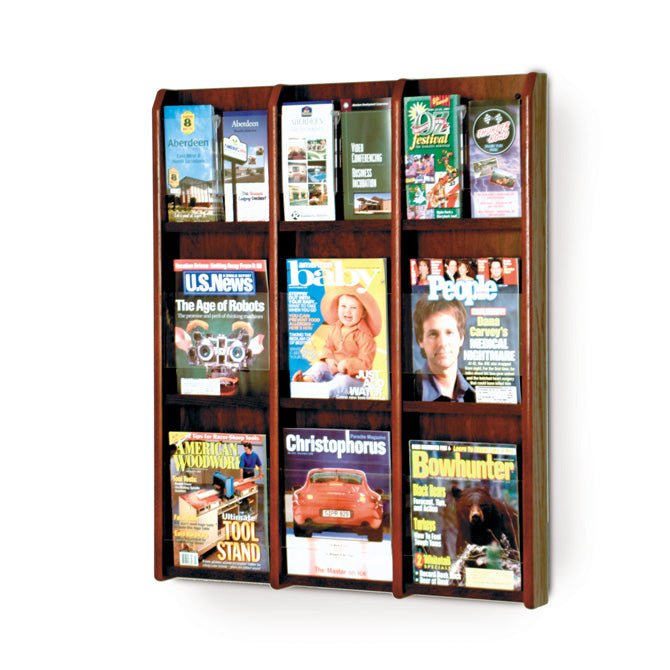 9 POCKET MAGAZINE / 18 POCKET BROCHURE WALL DISPLAY WITH DIVIDERS - Braeside Displays