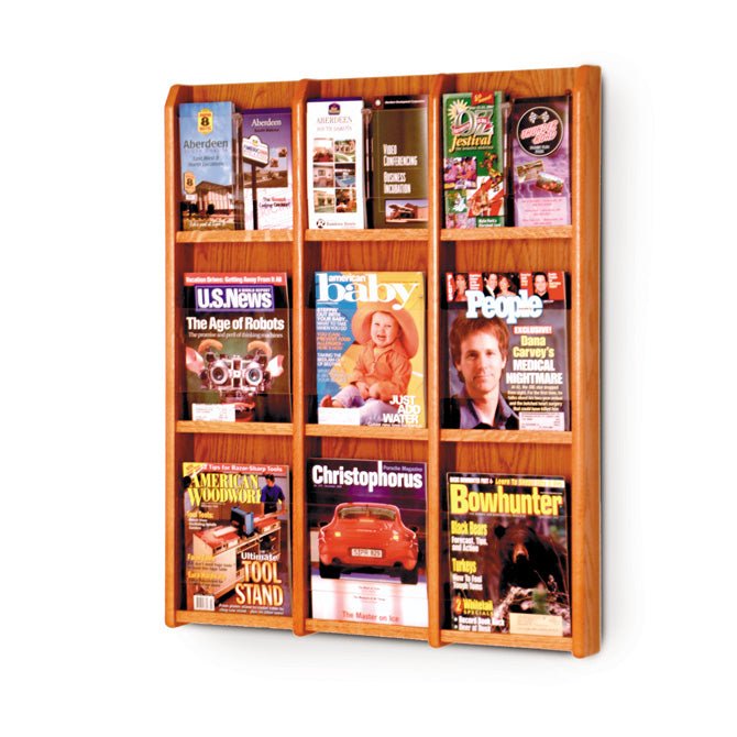 9 POCKET MAGAZINE / 18 POCKET BROCHURE WALL DISPLAY WITH DIVIDERS - Braeside Displays