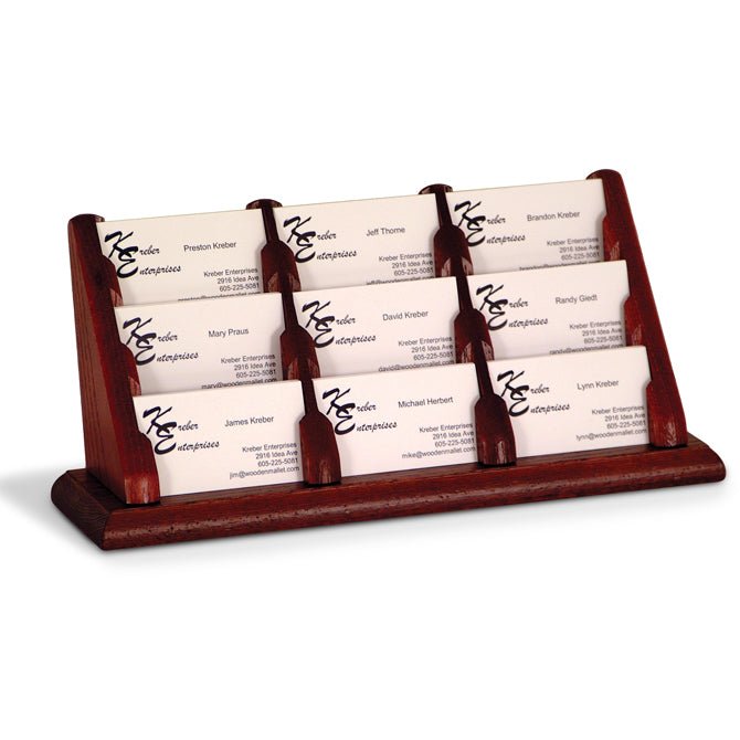 9 POCKET OAK WOOD BUSINESS CARD HOLDER - Braeside Displays