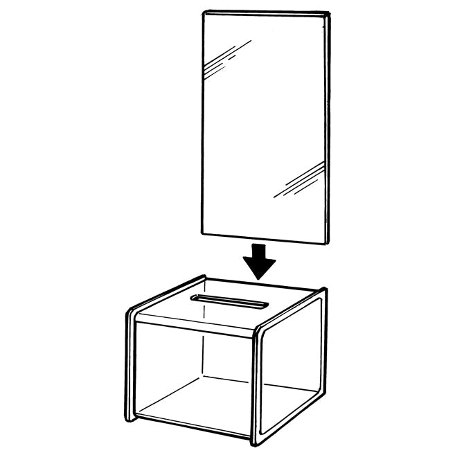 9" x 5" Acrylic Ballot Box, Black with 11" Header - Braeside Displays