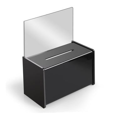 9" x 5" Acrylic Ballot Box, Black with 5" Header - Braeside Displays